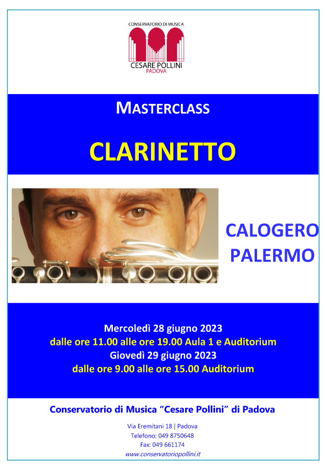 Masterclass di Clarinetto con CALOGERO PALERMO